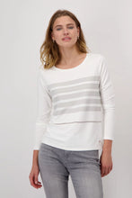 Load image into Gallery viewer, Monari Off White Semi Striped Tee  808527
