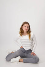 Load image into Gallery viewer, Monari Off White Semi Striped Tee  808527
