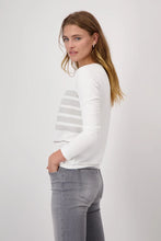 Load image into Gallery viewer, Monari Off White Semi Striped Tee  808527
