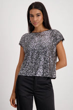 Load image into Gallery viewer, Monari Let&#39;s Celebrate Sequin Top 808602 - Black
