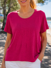 Load image into Gallery viewer, Foil Cotton In Tucks Tee CFO8703 - Flamingo
