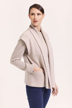 Load image into Gallery viewer, See Saw Boiled Wool Rib Shawl Collar Open Vest - Stone
