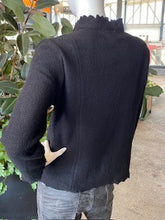 Load image into Gallery viewer, See Saw Boiled Wool Ruffle Trim Jacket - Black

