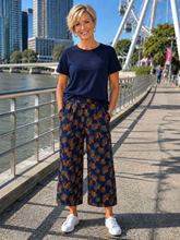 Load image into Gallery viewer, Lauren New Jersey Wide Pant 9ABG - Blue/Gold
