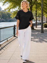 Load image into Gallery viewer, Evidence Embroidered Sleeve Top 95280 - Black
