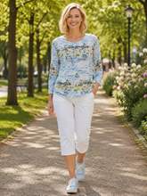 Load image into Gallery viewer, Kleio Beach Scene Knit Top 46902- Blue Multi
