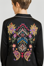 Load image into Gallery viewer, Johnny Was Slim Audrey Collared Shirt C18225-O Domitil Black

