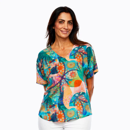 Claire Powell V Neck Easy Fit Top - Puzzle