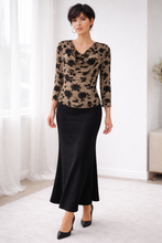 Load image into Gallery viewer, Amanda Cowl Mesh Top 61665 - Tan/Black
