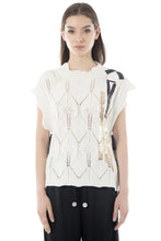 Load image into Gallery viewer, Elisa Cavaletti Perforated Creamy/Black Sleeveless Vest
