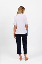 Load image into Gallery viewer, Vassalli Collared Polo with Sleeve Cuff Detail - White
