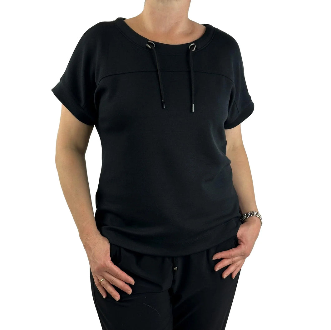 Monari Stand Up Collar Tee - Black