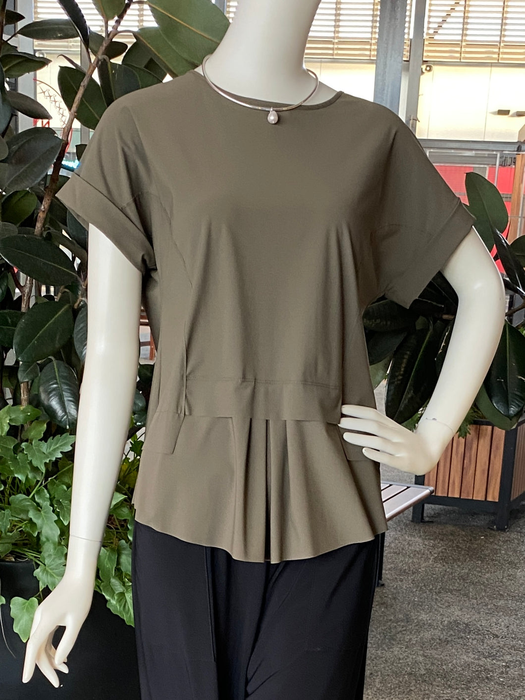 Paula Ryan Stepped Front Top - Khaki