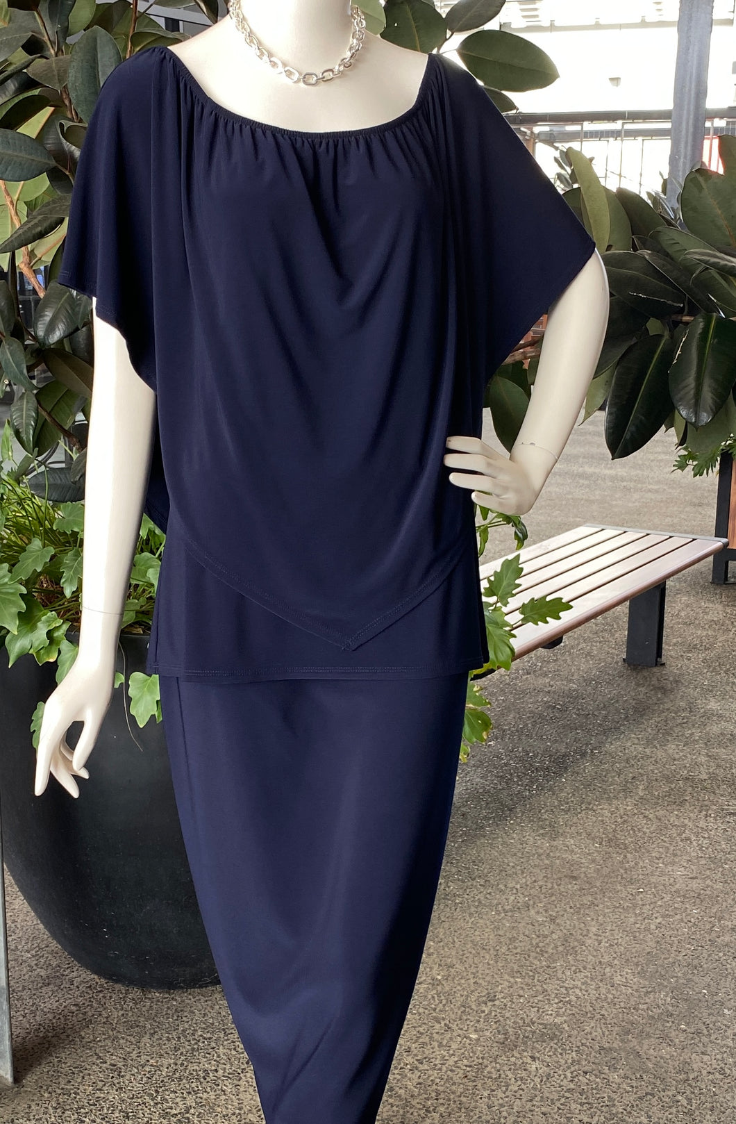 Joseph Ribkoff Silky Knit Layered Top - Navy