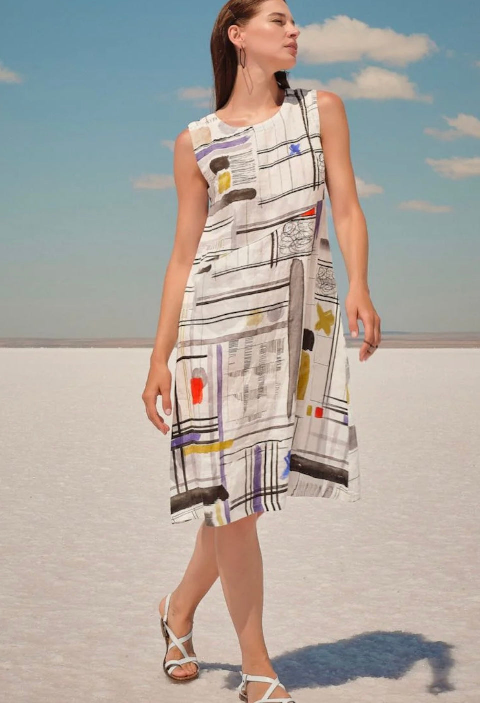 Ever Sassy Abstract Linen Dress