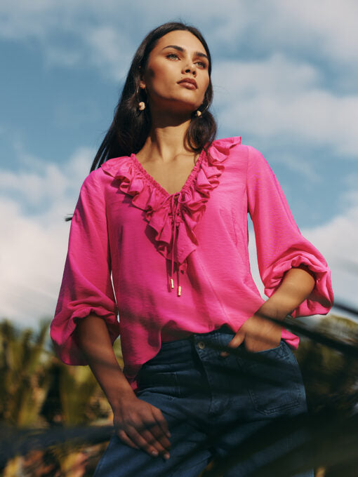 Loobies Story Evie Blouse LS3021 - Fuchsia