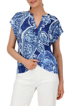Load image into Gallery viewer, Monari Paisley V Neck Tee 409756 - Blue Paisley
