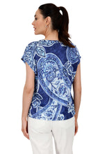Load image into Gallery viewer, Monari Paisley V Neck Tee 409756 - Blue Paisley
