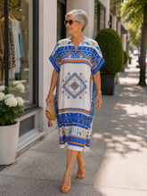 Load image into Gallery viewer, Lauren Manhattan Dress 4ACO - Cobalt Blue Orange Print
