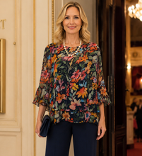 Load image into Gallery viewer, Renoma Marlene Layered Chiffon Top 3102.94 - Navy
