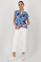 Load image into Gallery viewer, Monari Paisley V Neck Tee 409756 - Blue Paisley

