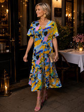 Load image into Gallery viewer, Lauren Montclair Dress 2AM - Yellow Blue Multi
