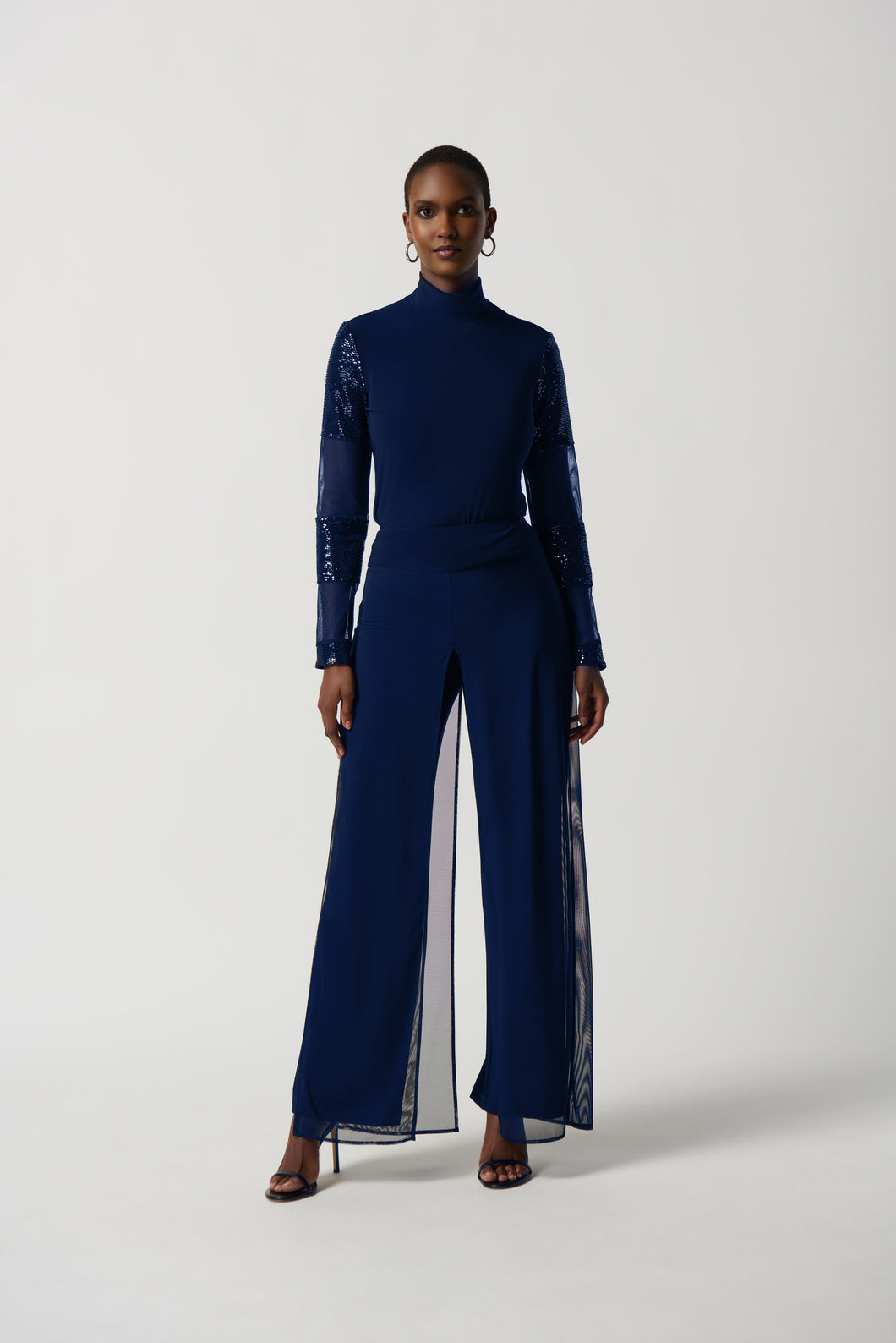 Joseph Ribkoff Sheer Navy Overlay Pant