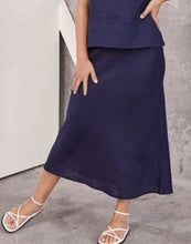 Load image into Gallery viewer, See Saw Linen Bias Slip Skirt - Navy
