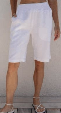 See Saw Line Rib Waist Shorts - White