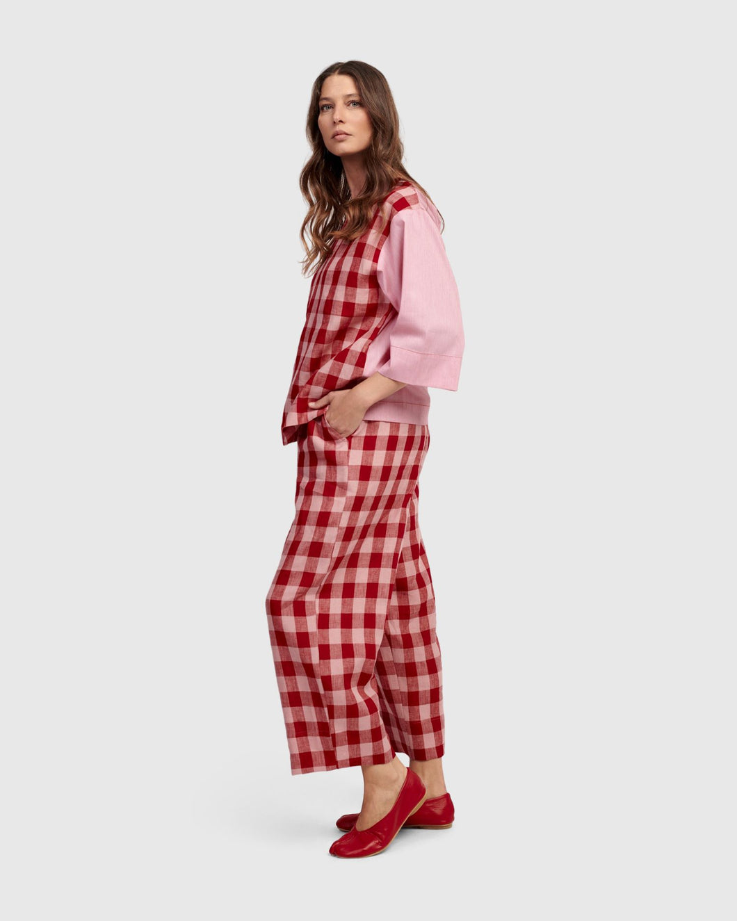Alembika Check Top ST717C - Red Pink