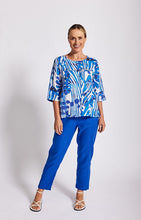 Load image into Gallery viewer, See Saw Linen 7/8 Flat Front Elastic Back Pant - Santorini Blue
