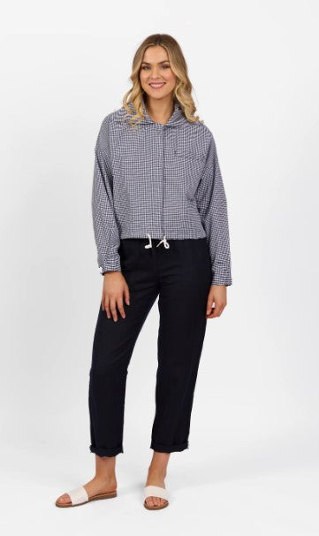 Vassalli Wide Collar Lightweight Jacket - Ink Check