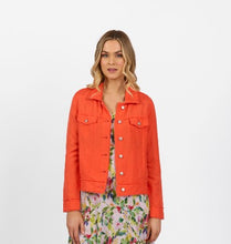 Load image into Gallery viewer, Vassalli Linen Jacket with Frayed Seams - Punch
