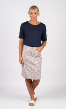 Load image into Gallery viewer, Vassalli - Printed Denim Skirt with Back Vent - Amalfi - 372AV

