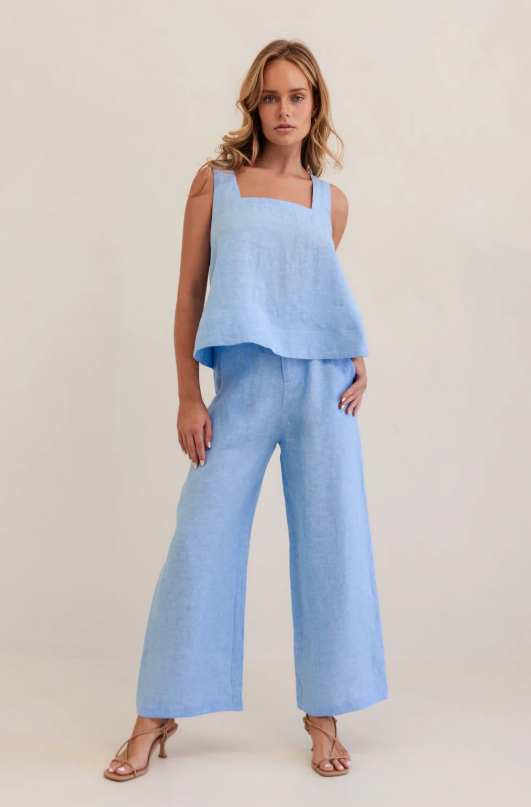 Kaleido - 7/8 Pant with Lace Side - Chambray - K107C