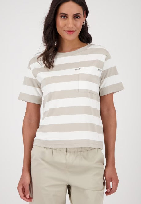 Monari Stripe Tee 409902 - Bamboo/White