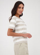 Load image into Gallery viewer, Monari Stripe Tee 409902 - Bamboo/White
