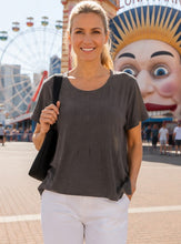 Load image into Gallery viewer, Foil Cotton In Tucks Tee CFO8703 - Sable
