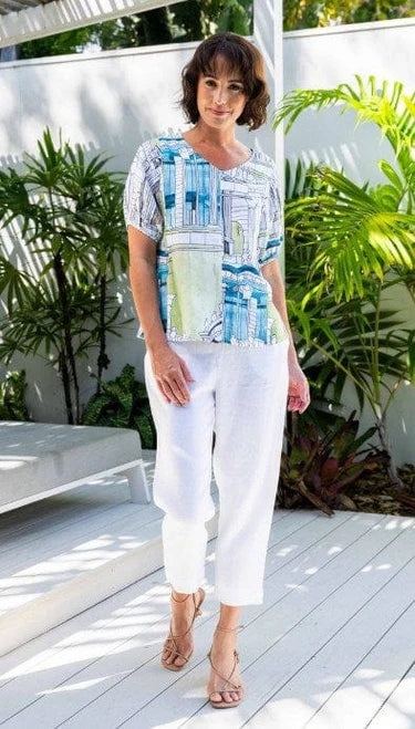 See Saw - 7/8 Flat Front Pant - White - SS361W