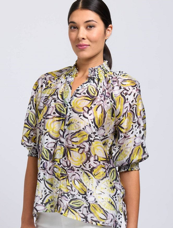 Foil Shirr Bliss Top Printed - Tropics