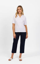 Load image into Gallery viewer, Vassalli Collared Polo with Sleeve Cuff Detail - White
