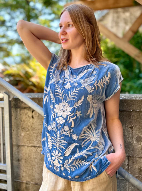Johnny Was - Winona Relaxed Velvet Tank - Endless Sky - J14425-6