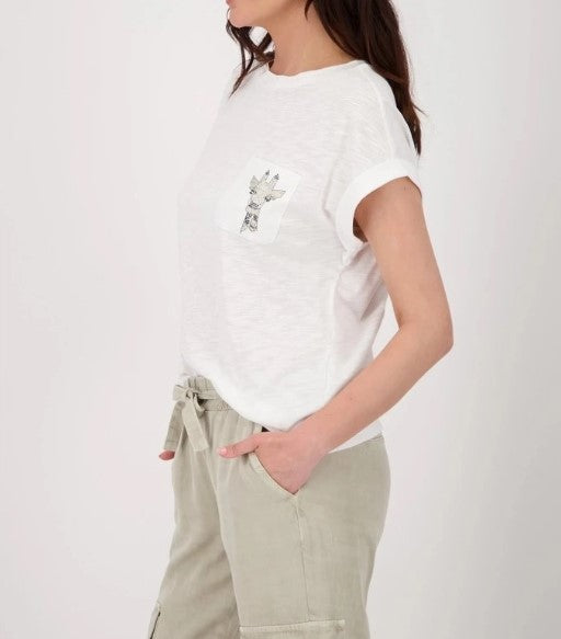 Monari - Round Neck T-Shirt Giraffe - Cream - 409905MNR