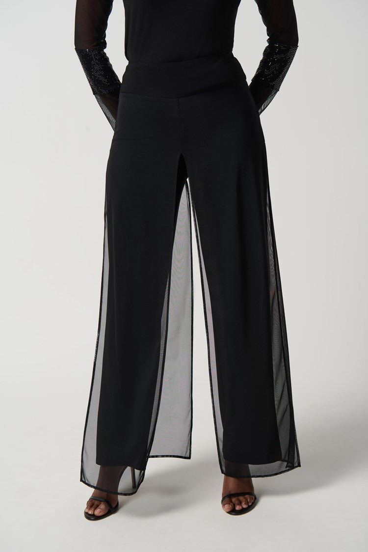 Joseph Ribkoff Sheer Overlay Pant - Black