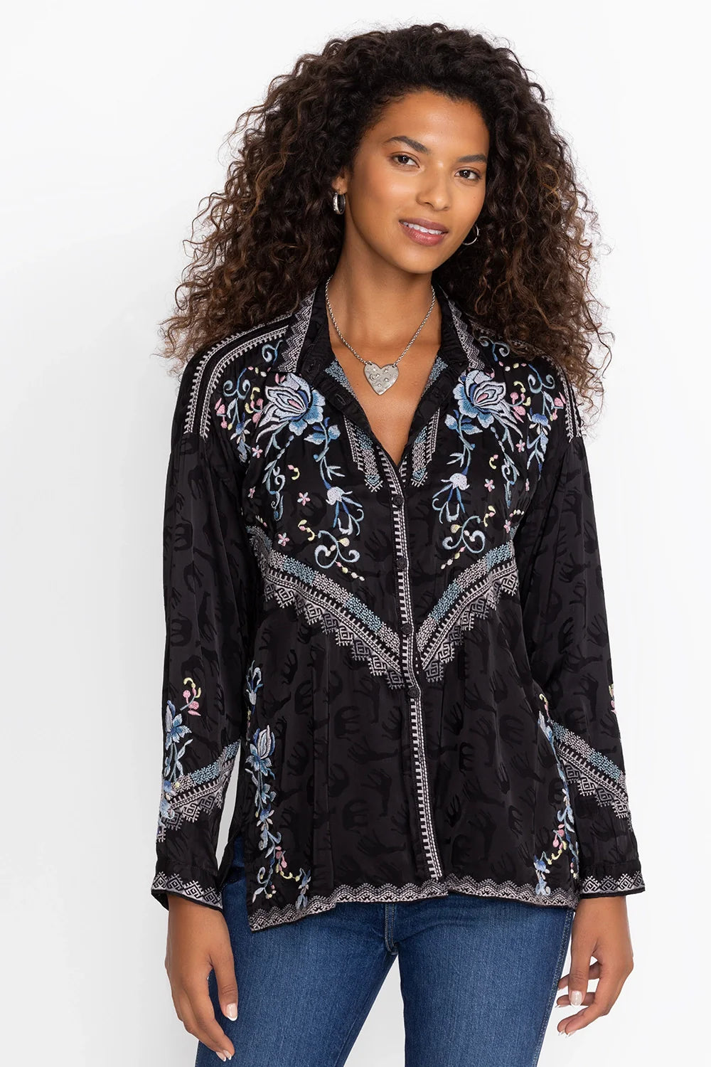 Johnny Was outlet Embroidered Detailed Blouse