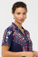 Load image into Gallery viewer, Johnny Was Amyle Camp Shirt C16126-3 Blue
