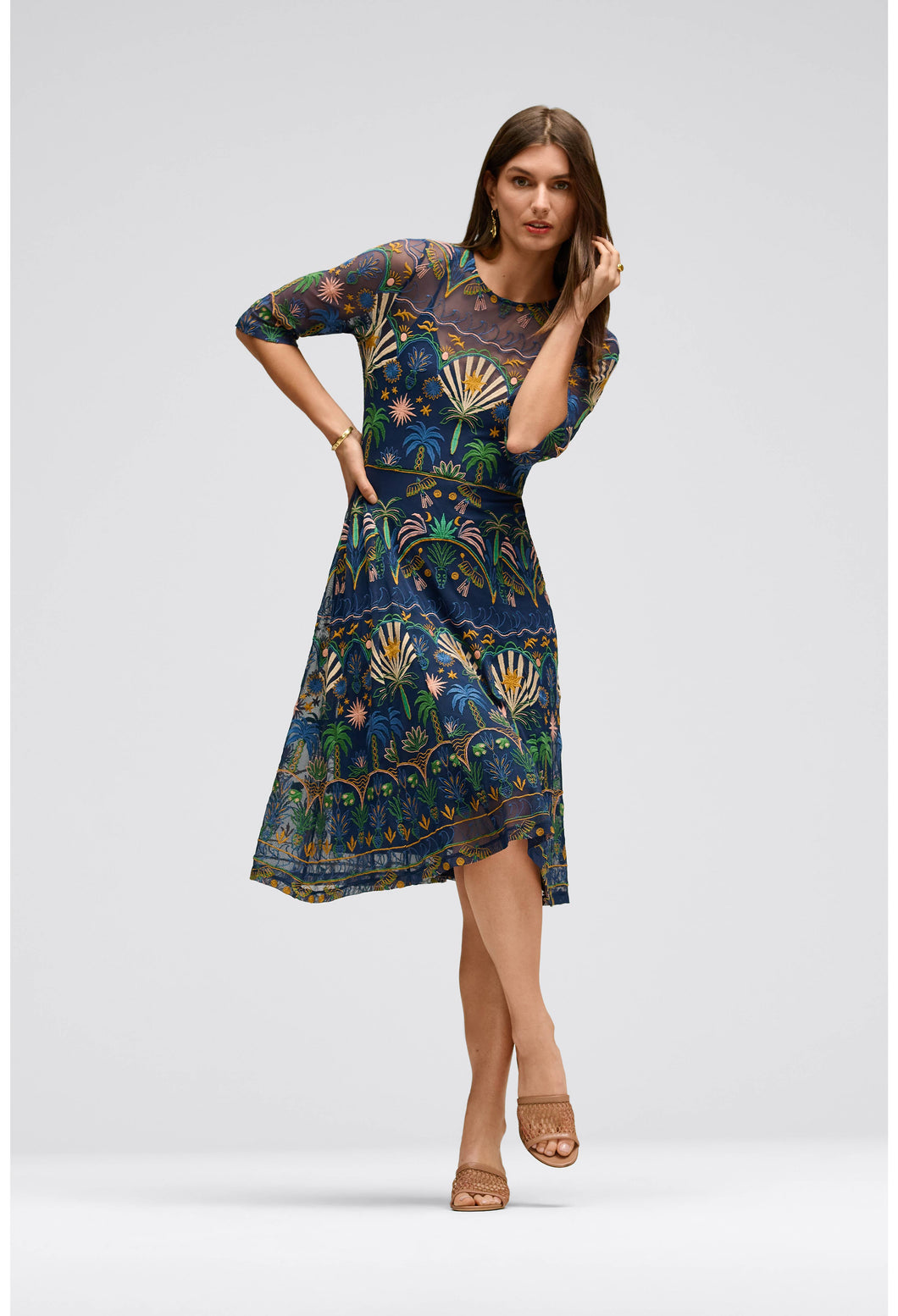 Johnny Was Nova Panelled Midi Dress 34524- Del Mar