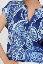 Load image into Gallery viewer, Monari V Neck Paisley Printed Tee 409756 - Navy
