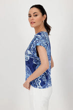 Load image into Gallery viewer, Monari V Neck Paisley Printed Tee 409756 - Navy

