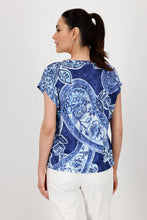 Load image into Gallery viewer, Monari V Neck Paisley Printed Tee 409756 - Navy
